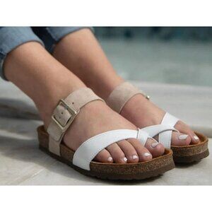 Naot Womens Fresno Suede Leather Sandals Size US 7 EU 38 White Beige Tan SP NWOT